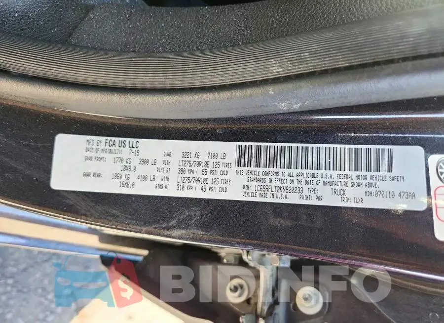 1C6SRFLT2KN920233 Photo# 12