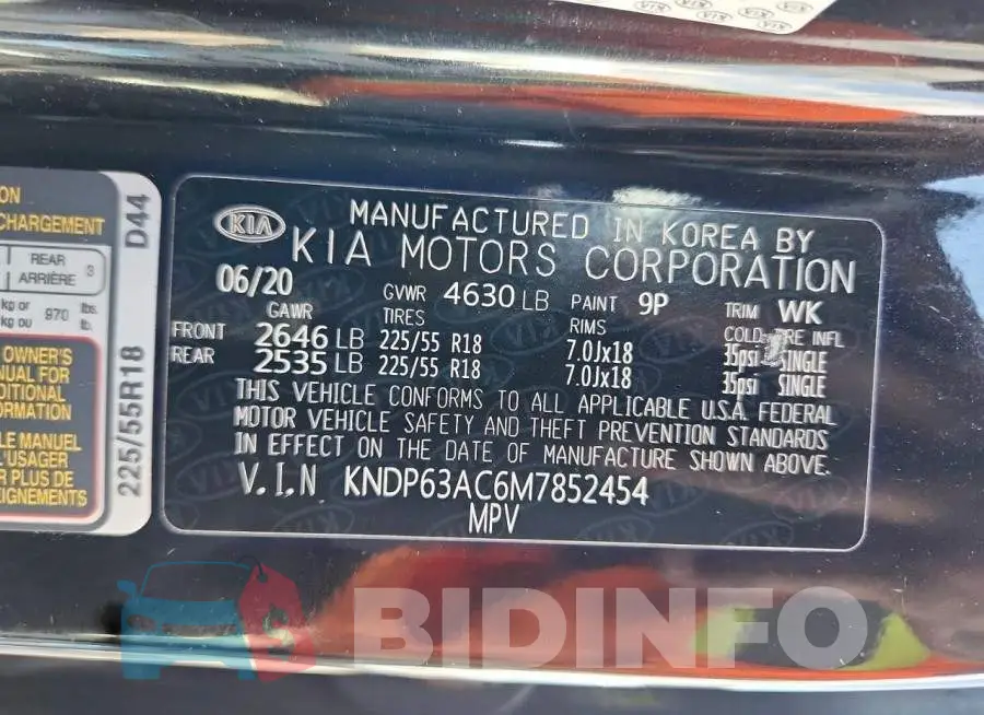 KNDP63AC6M7852454 Photo# 13