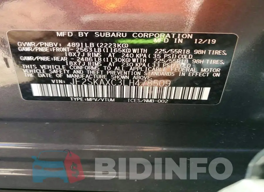 JF2SKAXC3LH478509 Photo# 14