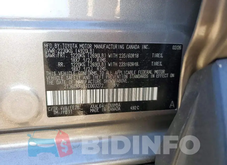 2T36CRAV0TC003272 Photo# 13