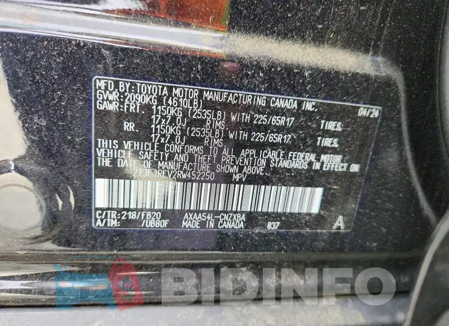 2T3F1RFV2RW452250 Photo# 13