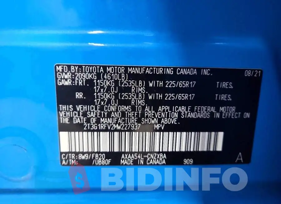 2T3G1RFV2MW227937 Photo# 13