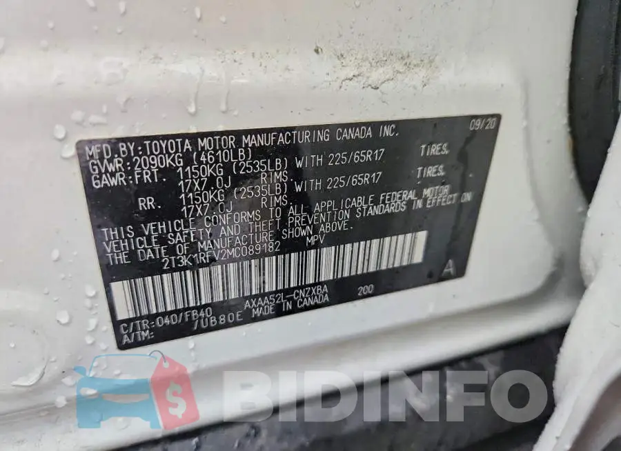 2T3K1RFV2MC089182 Photo# 13