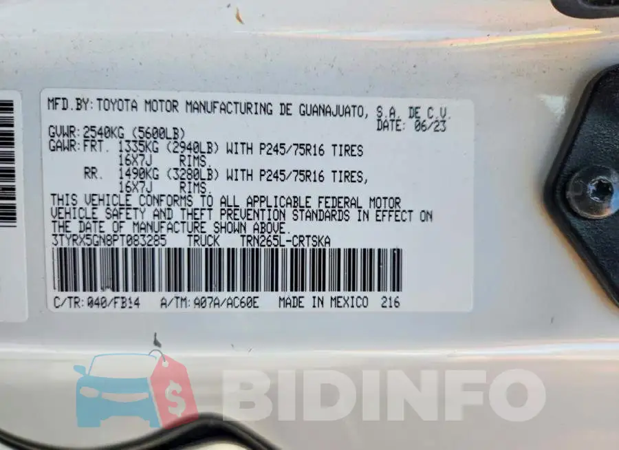 3TYRX5GN8PT083285 Photo# 12