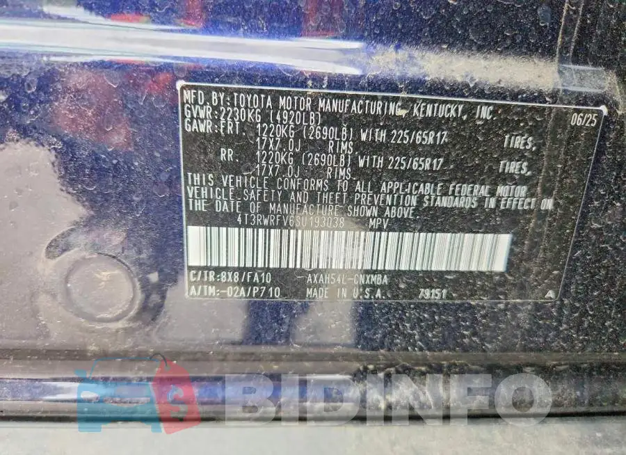 4T3RWRFV6SU193038 Photo# 13