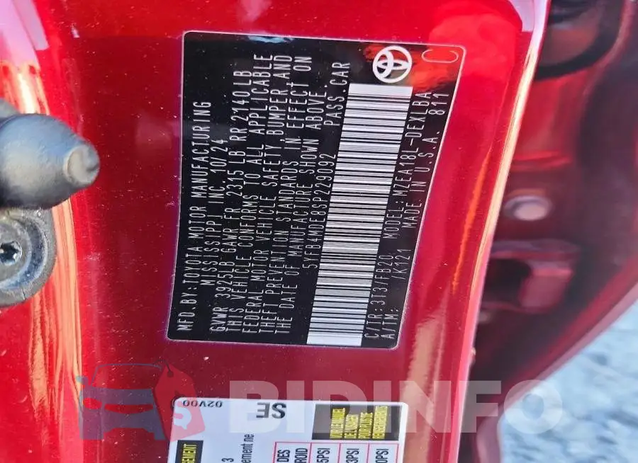 5YFB4MDE8SP229092 Photo# 13