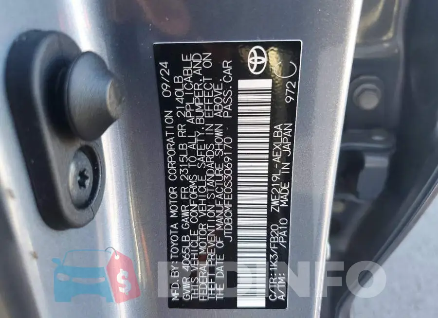 JTDBCMFE0S3069170 Photo# 12