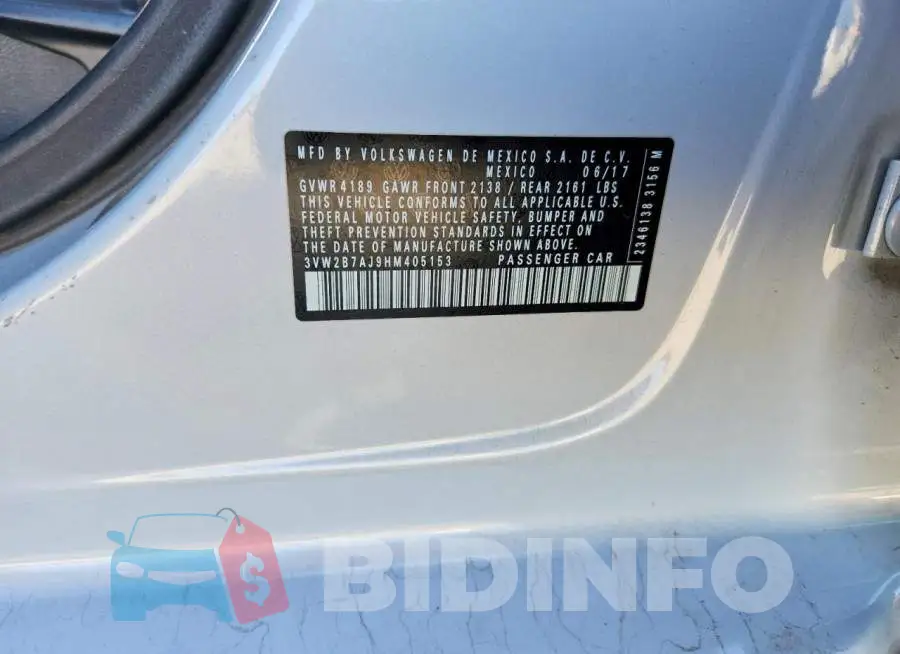 3VW2B7AJ9HM405153 Photo# 12