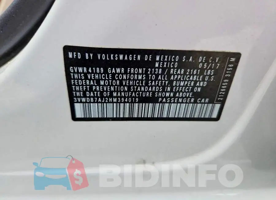3VWDB7AJ2HM394019 Photo# 12