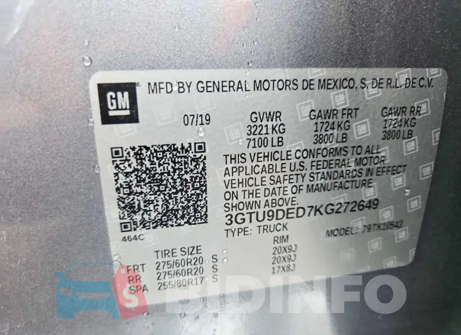 3GTU9DED7KG272649 Photo# 12