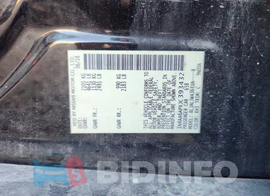 1N4AA6APXJC393432 Photo# 12
