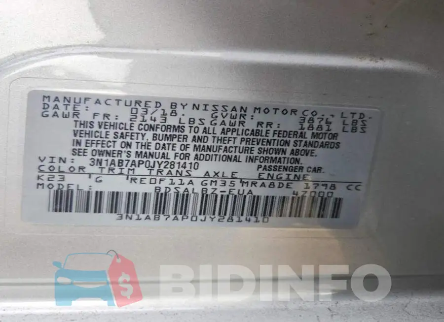 3N1AB7AP0JY281410 Photo# 13