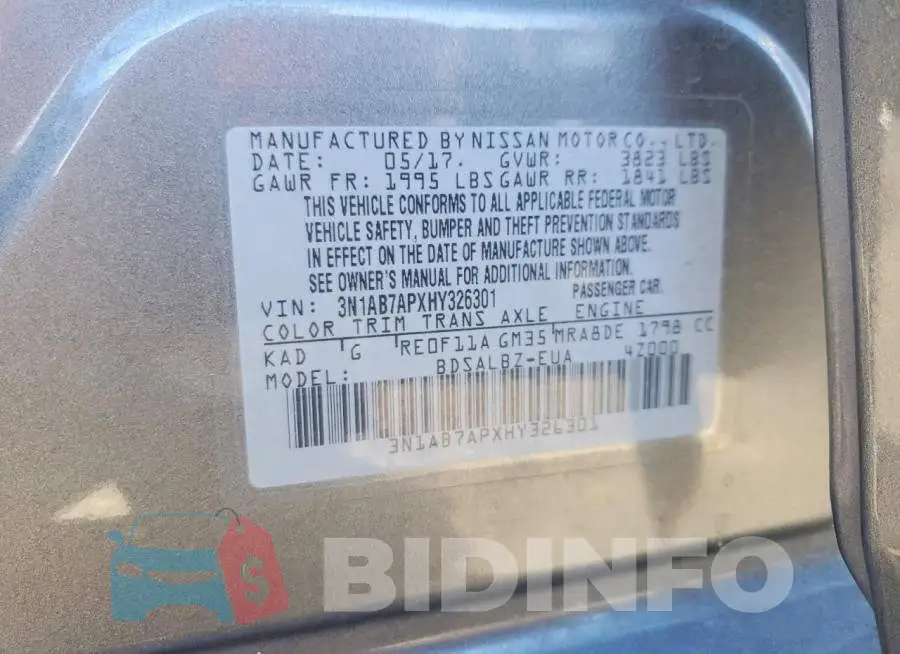 3N1AB7APXHY326301 Photo# 12