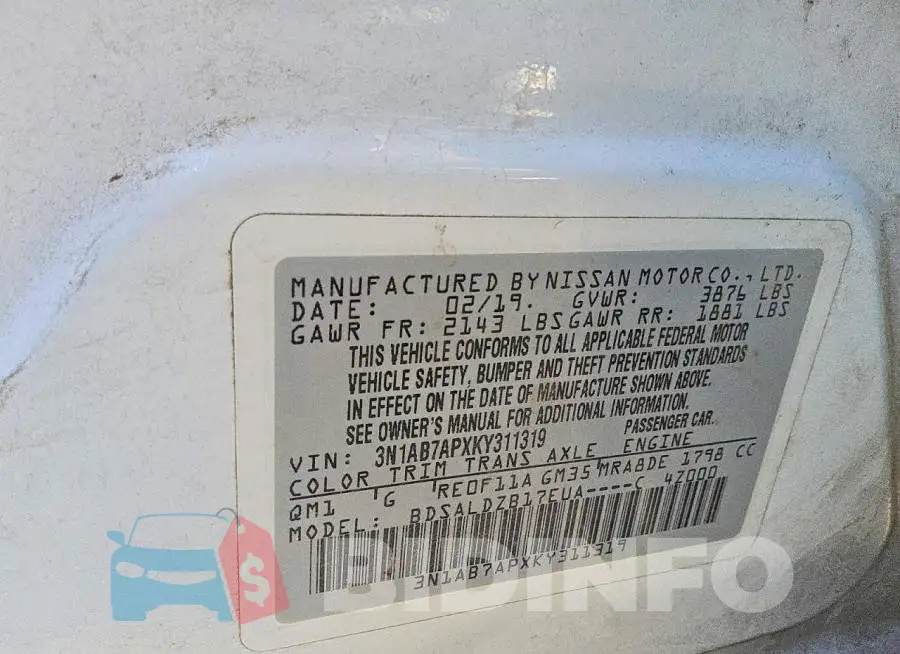 3N1AB7APXKY311319 Photo# 13