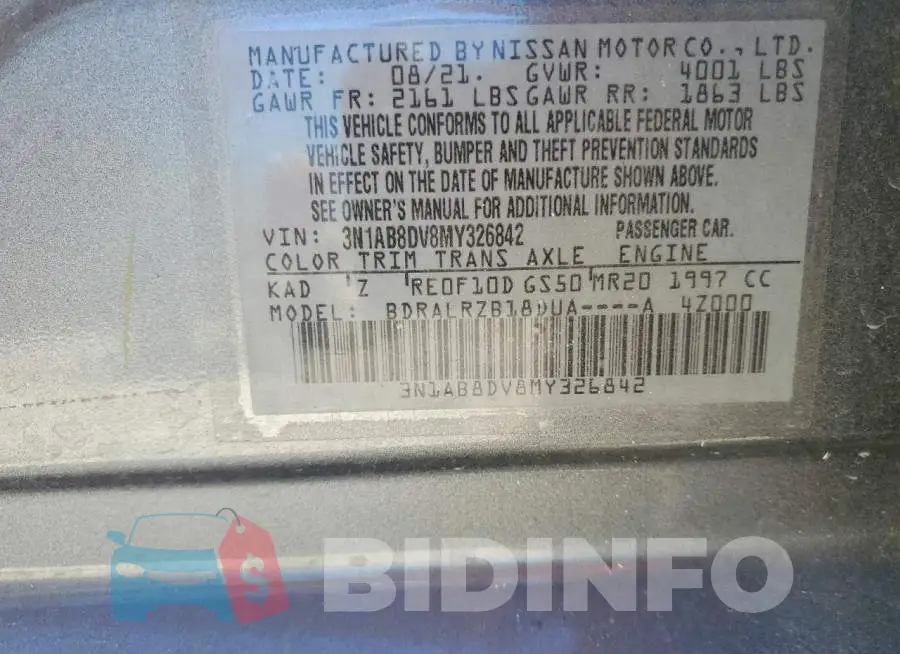 3N1AB8DV8MY326842 Photo# 12