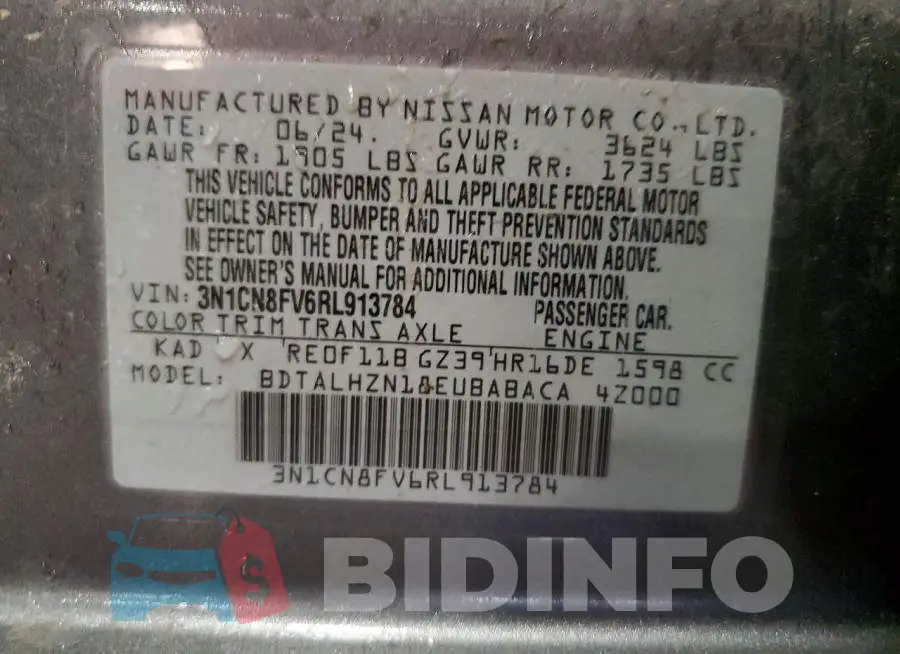 3N1CN8FV6RL913784 Photo# 12