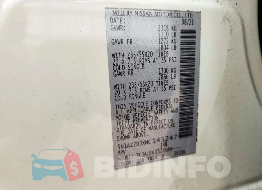 5N1AZ2DJXMC145247 Photo# 14