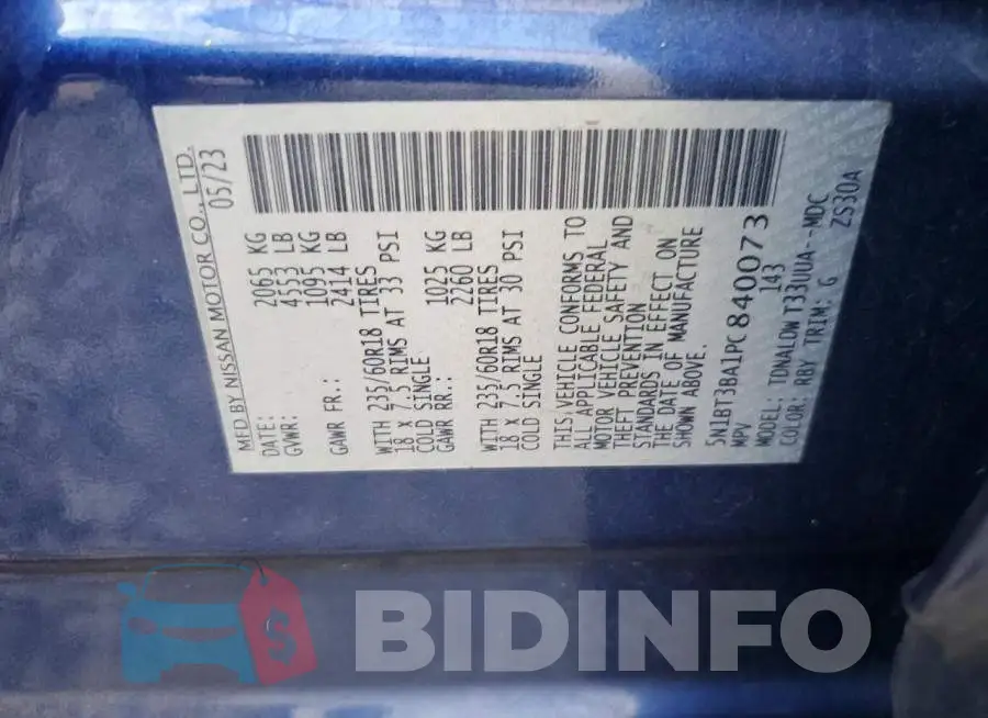 5N1BT3BA1PC840073 Photo# 13