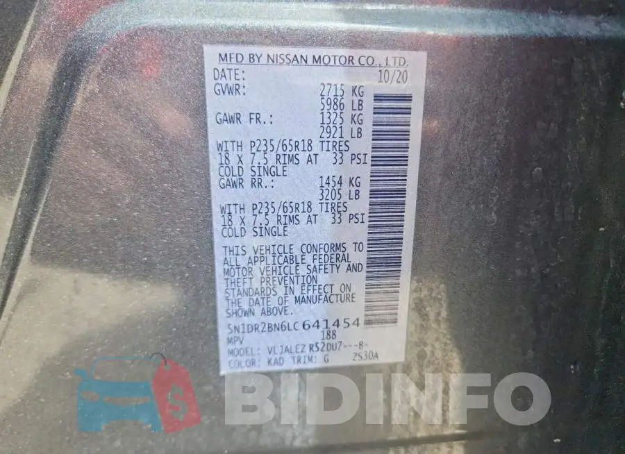 5N1DR2BN6LC641454 Photo# 13
