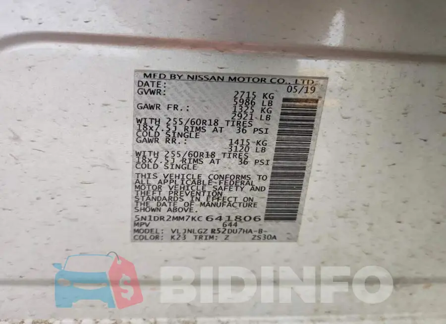 5N1DR2MM7KC641806 Photo# 13