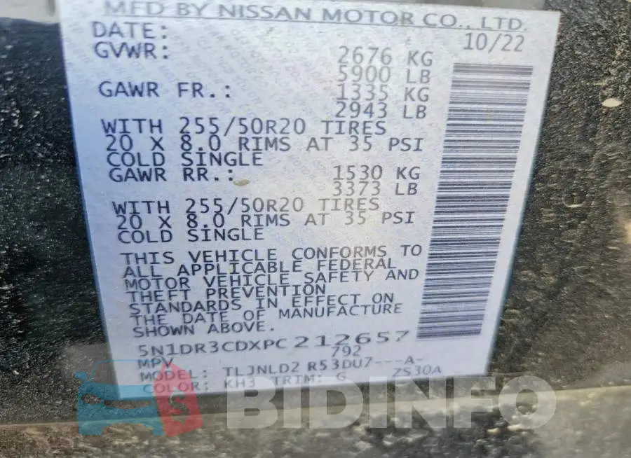 5N1DR3CDXPC212657 Photo# 13