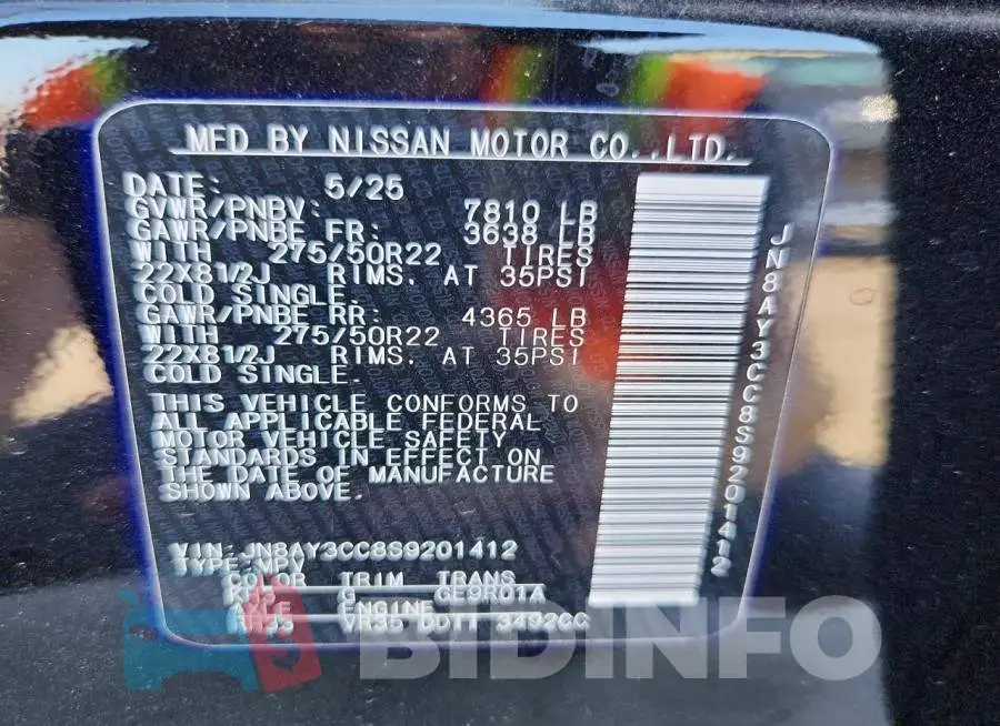JN8AY3CC8S9201412 Photo# 14