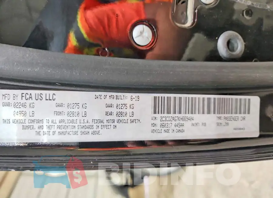 2C3CDZAG7KH669404 Photo# 13