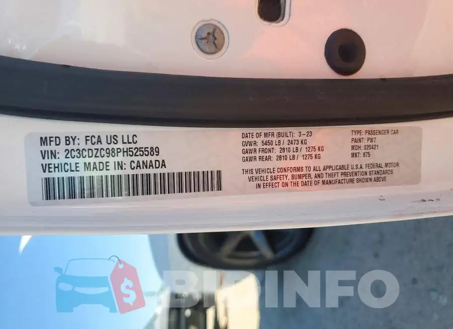 2C3CDZC98PH525589 Photo# 12