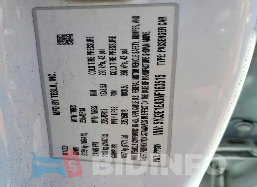 5YJ3E1EA3NF163515 Photo# 12