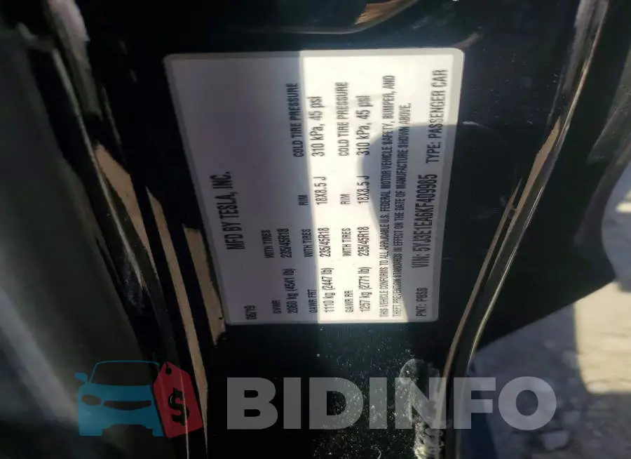 5YJ3E1EA6KF409985 Photo# 12