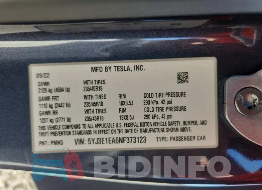 5YJ3E1EA6NF373123 Photo# 13