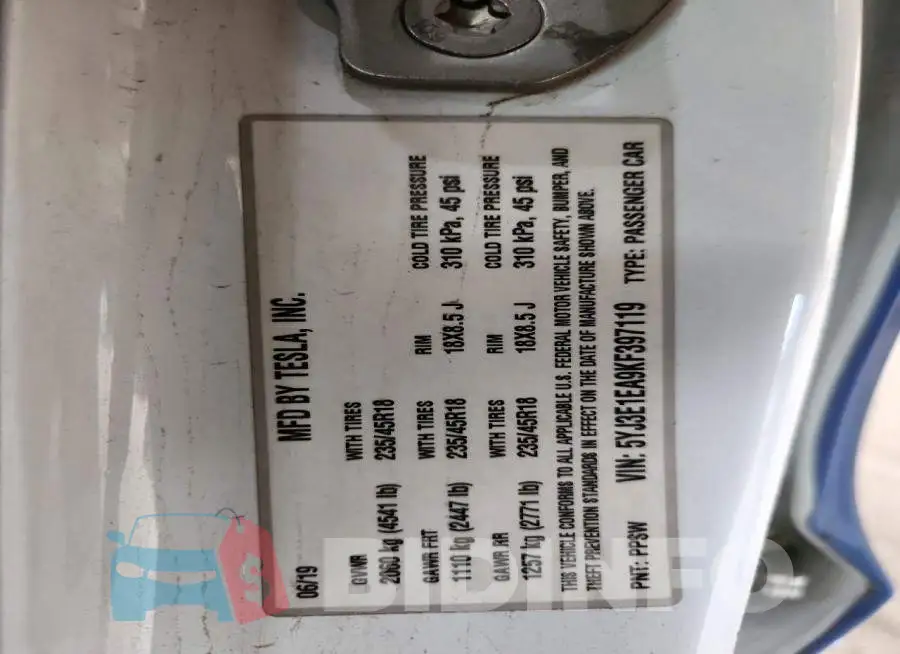5YJ3E1EA9KF397119 Photo# 12