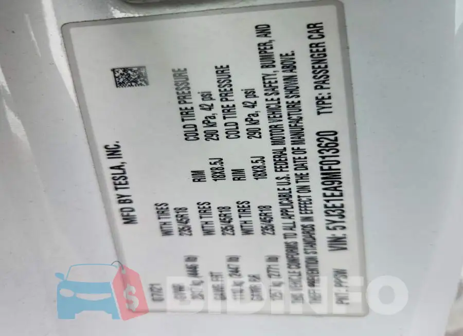 5YJ3E1EA9MF013620 Photo# 12