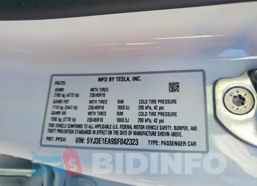 5YJ3E1EA9SF042323 Photo# 12