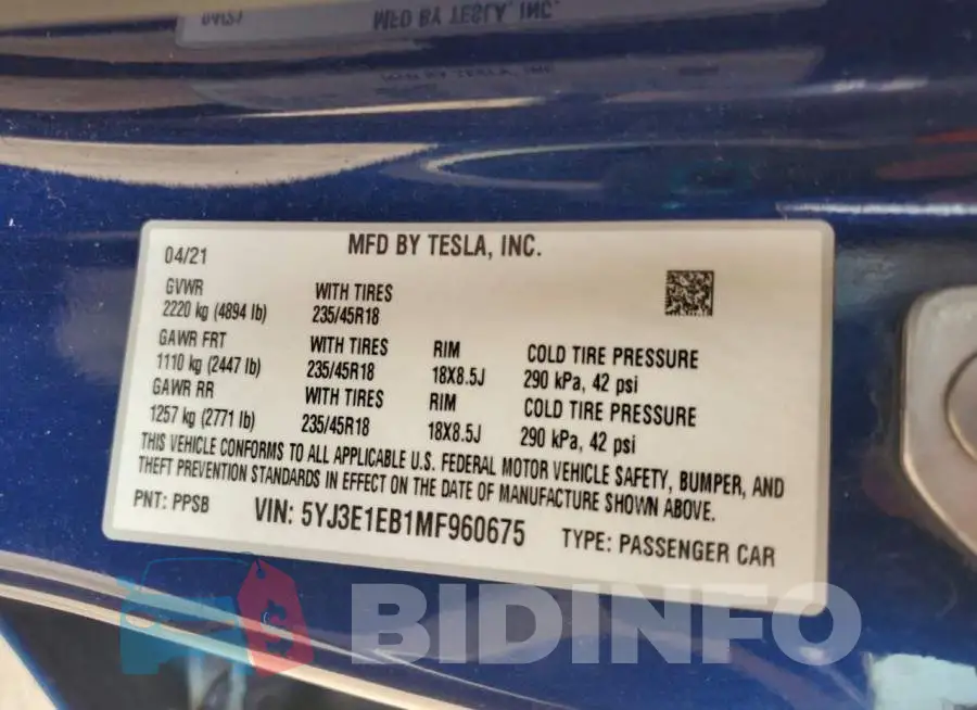 5YJ3E1EB1MF960675 Photo# 12