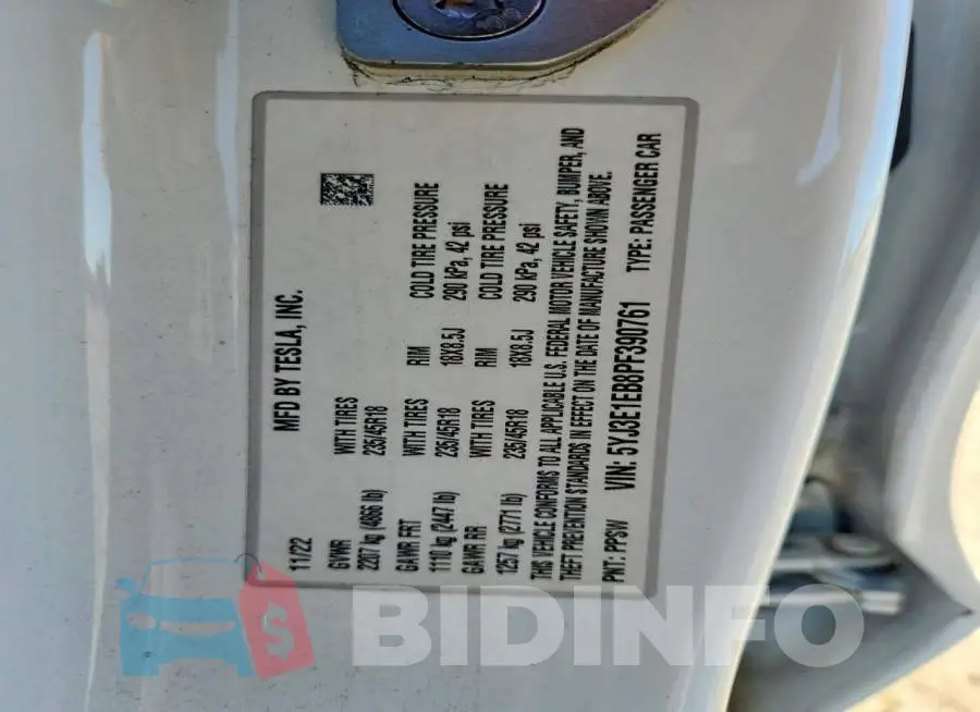5YJ3E1EB8PF390761 Photo# 12