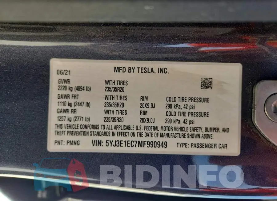 5YJ3E1EC7MF990949 Photo# 12