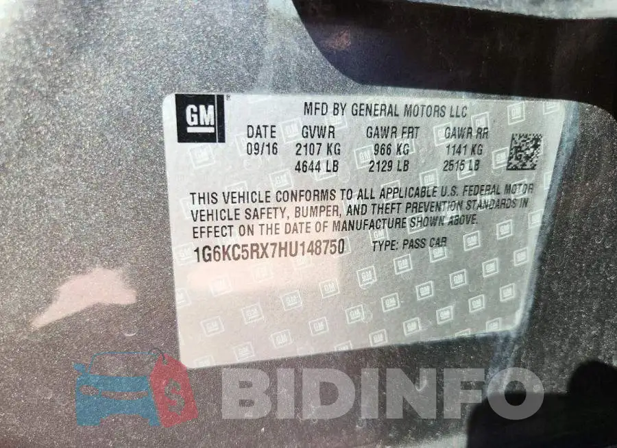 1G6KC5RX7HU148750 Photo# 13