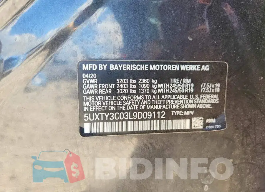 5UXTY3C03L9D09112 Photo# 14
