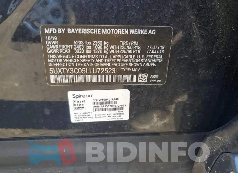5UXTY3C05LLU72523 Photo# 14