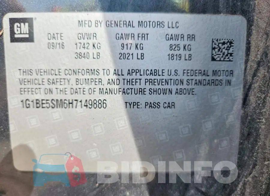 1G1BE5SM6H7149886 Photo# 12