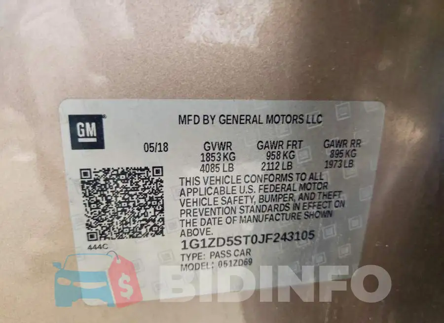 1G1ZD5ST0JF243105 Photo# 12