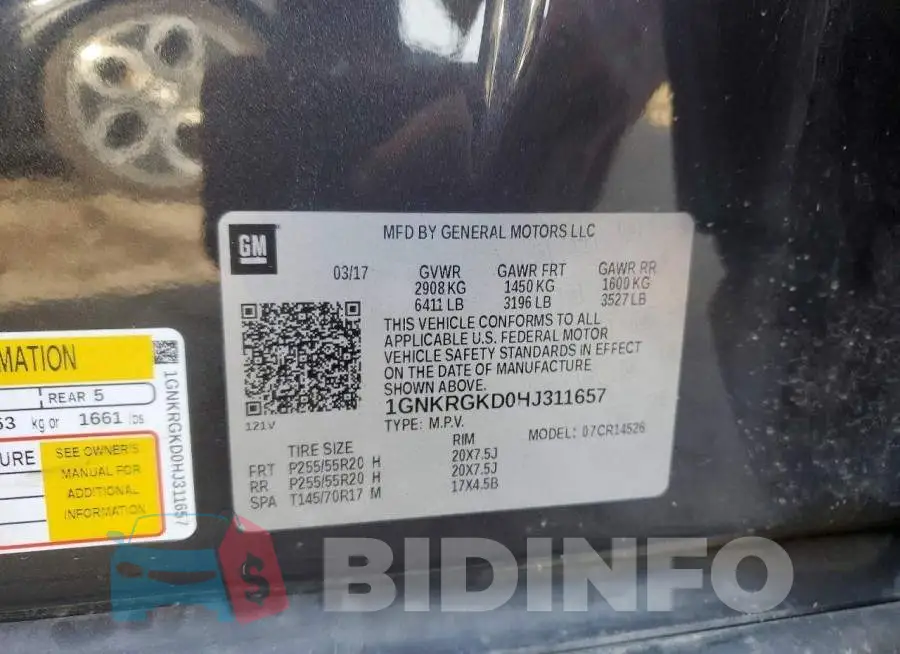 1GNKRGKD0HJ311657 Photo# 13