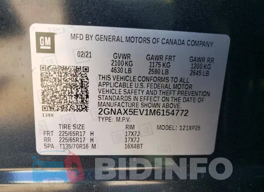 2GNAX5EV1M6154772 Photo# 13