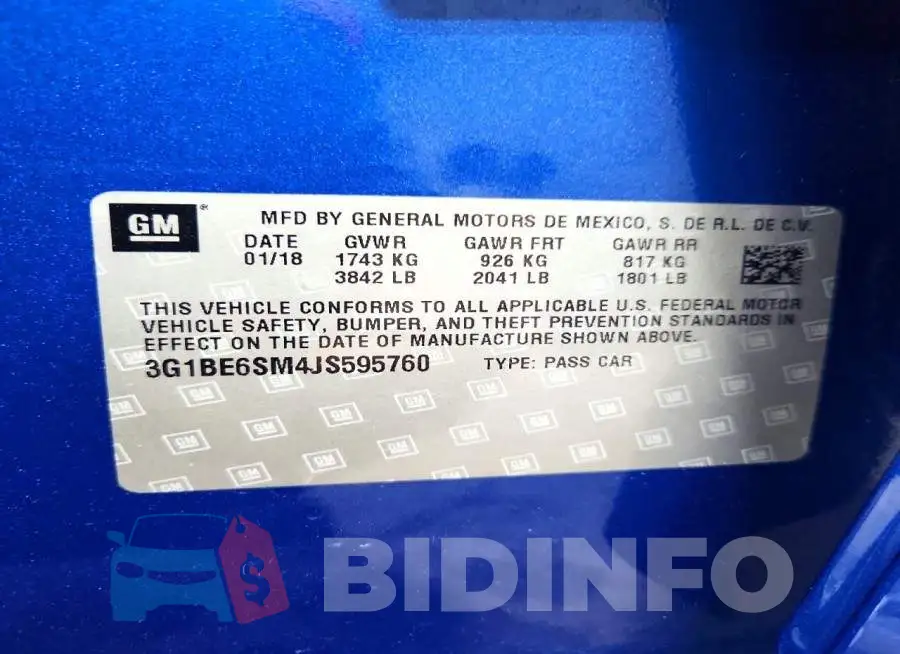 3G1BE6SM4JS595760 Photo# 13