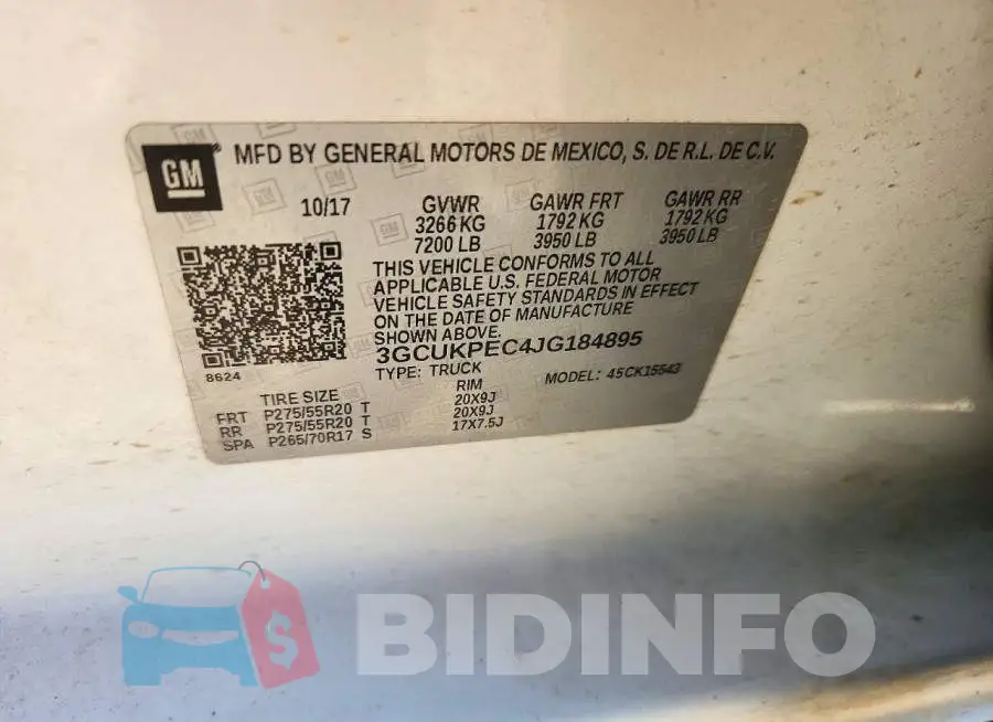 3GCUKPEC4JG184895 Photo# 12