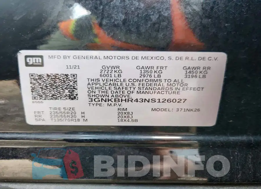 3GNKBHR43NS126027 Photo# 13