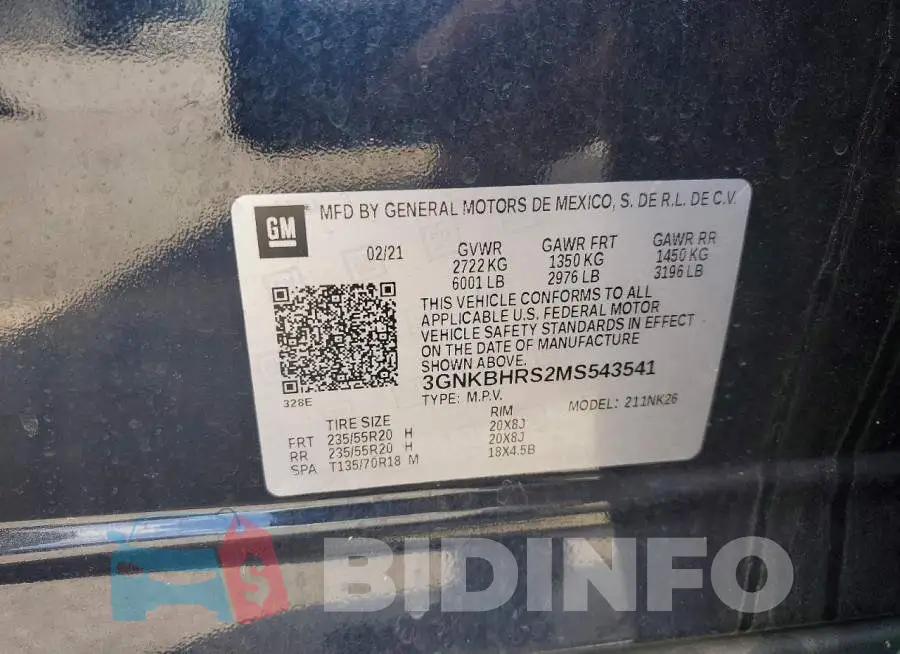 3GNKBHRS2MS543541 Photo# 13