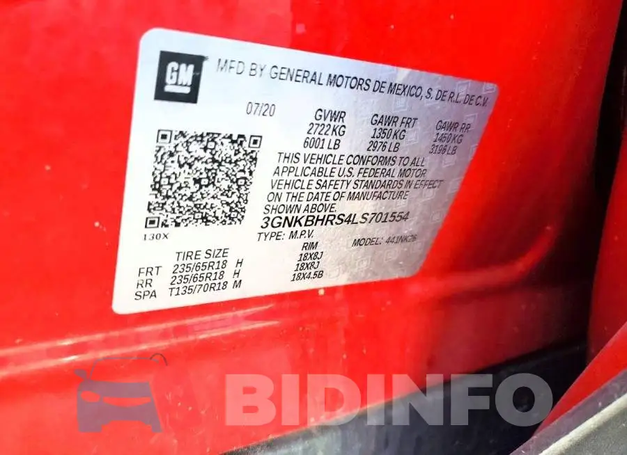 3GNKBHRS4LS701554 Photo# 13