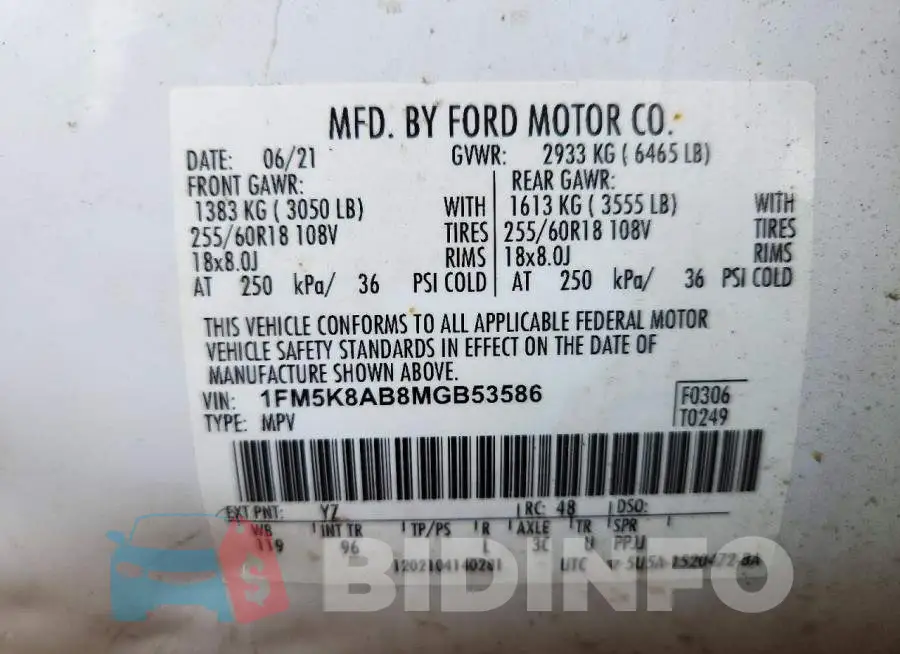1FM5K8AB8MGB53586 Photo# 13